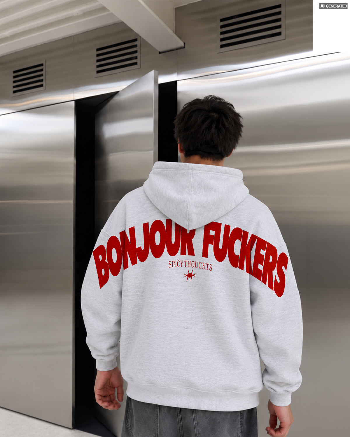 Oversized Hoodie - Bonjour Fuckers Back Arch