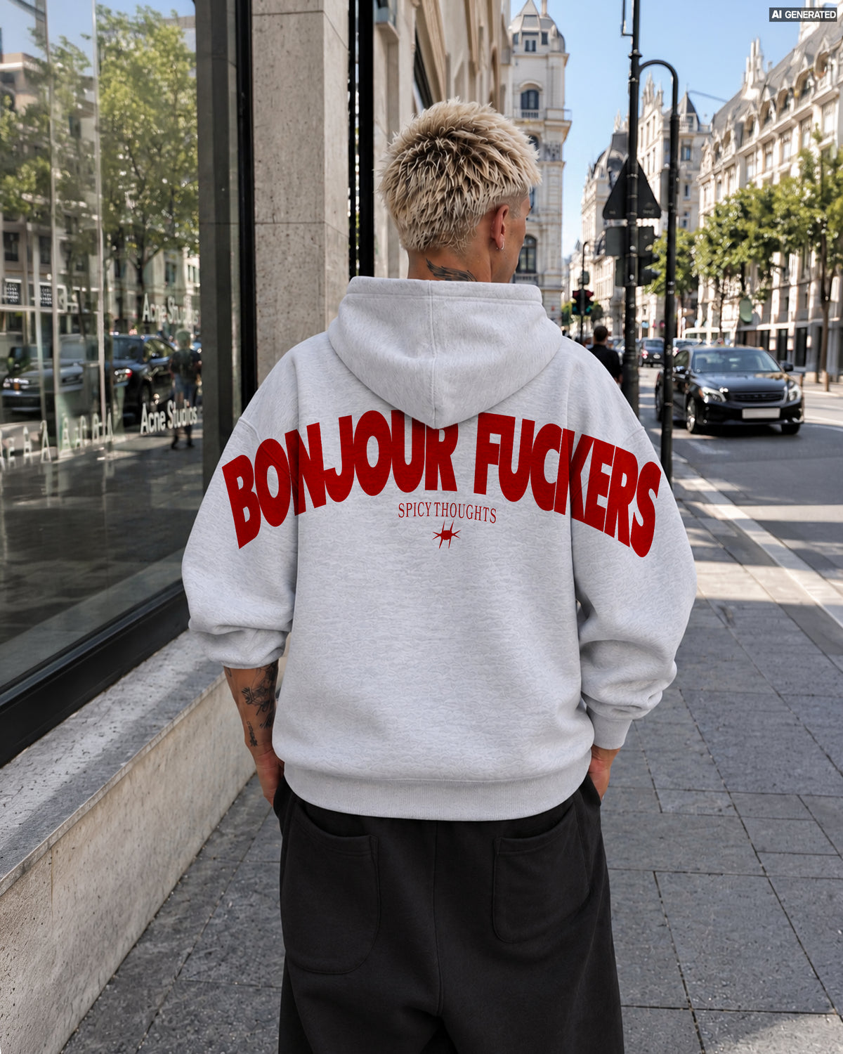 Oversized Hoodie - Bonjour Fuckers Back Arch