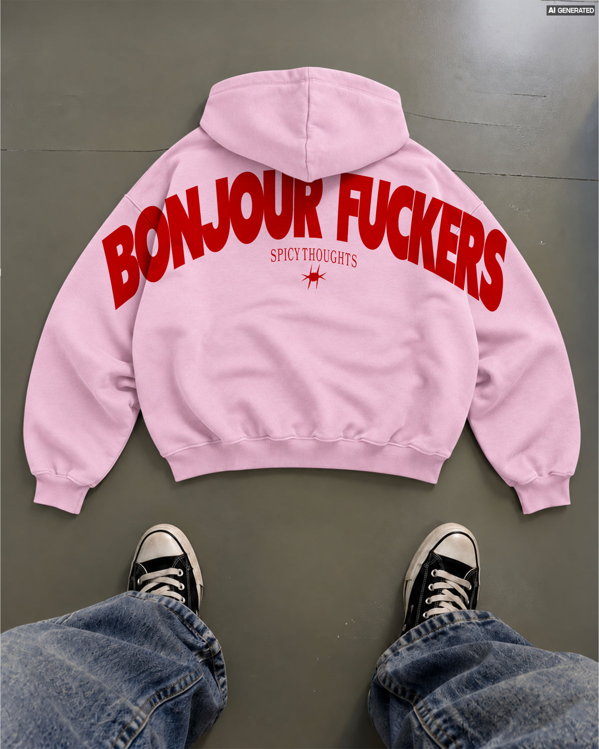 Oversized Hoodie - Bonjour Fuckers Back Arch