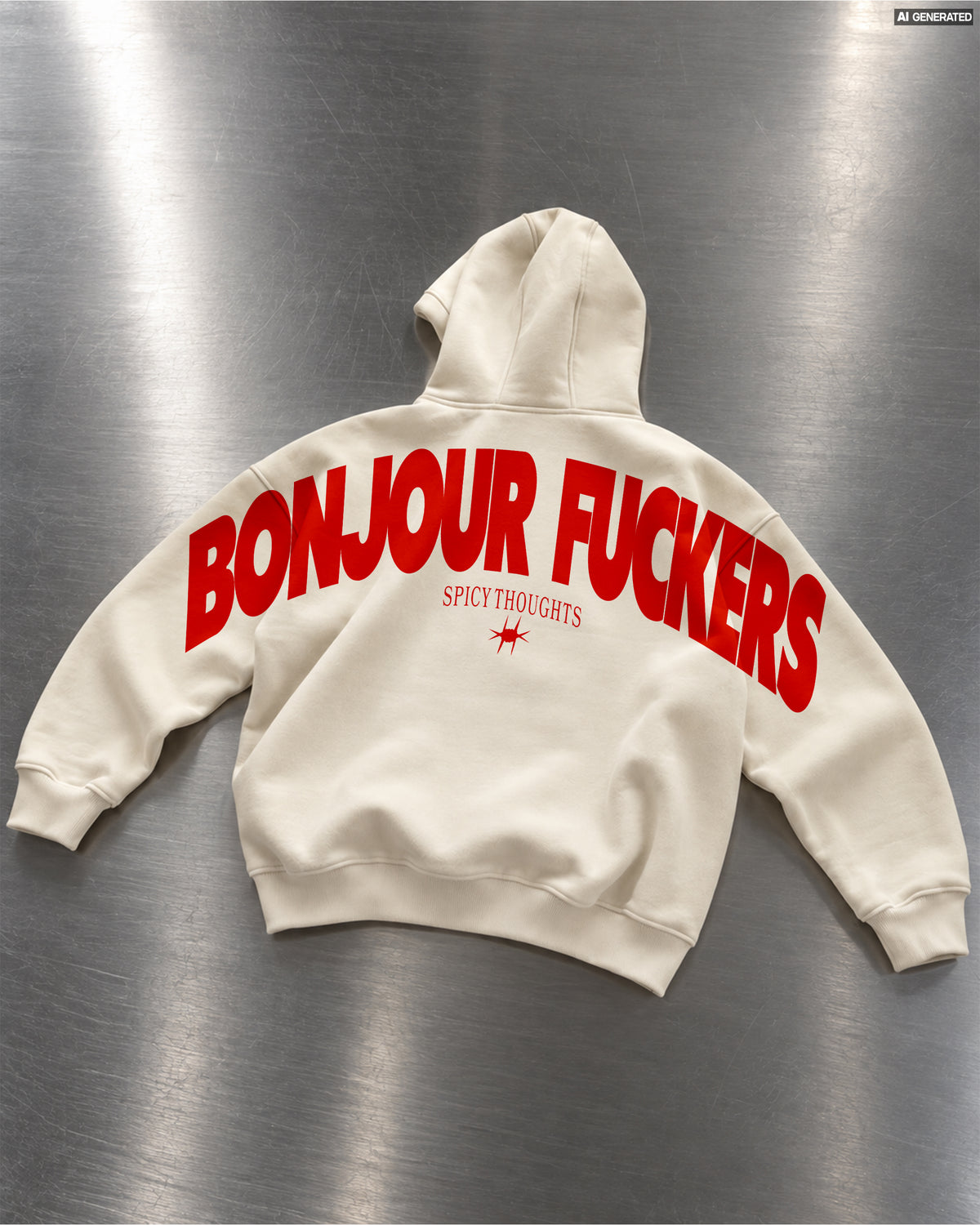 Oversized Hoodie - Bonjour Fuckers Back Arch