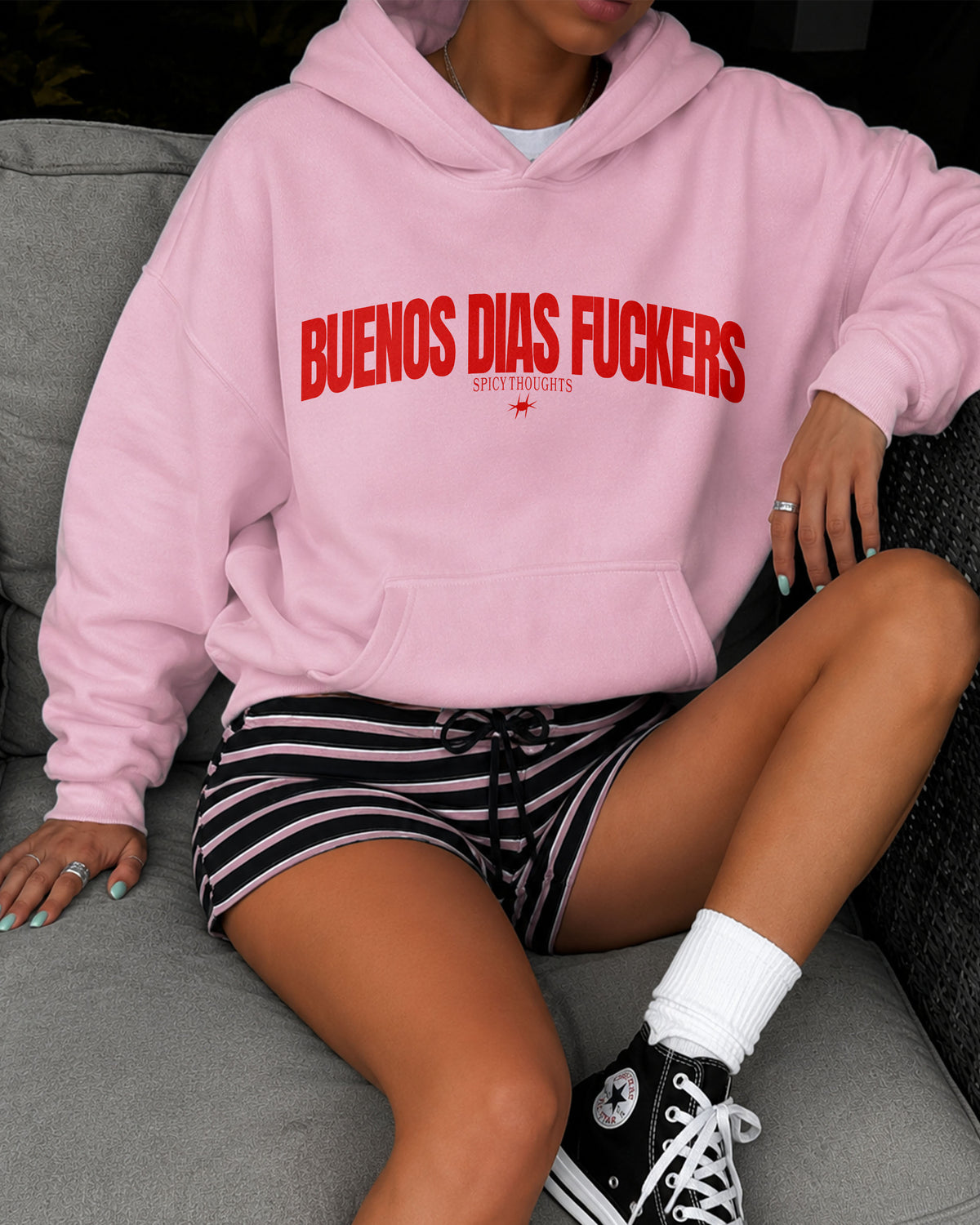 Oversized Hoodie - Buenos Dias Fuckers Curve