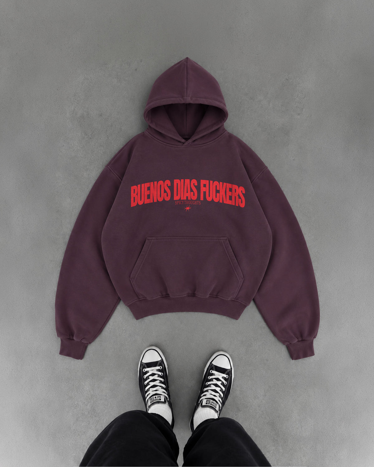 Oversized Hoodie - Buenos Dias Fuckers Curve