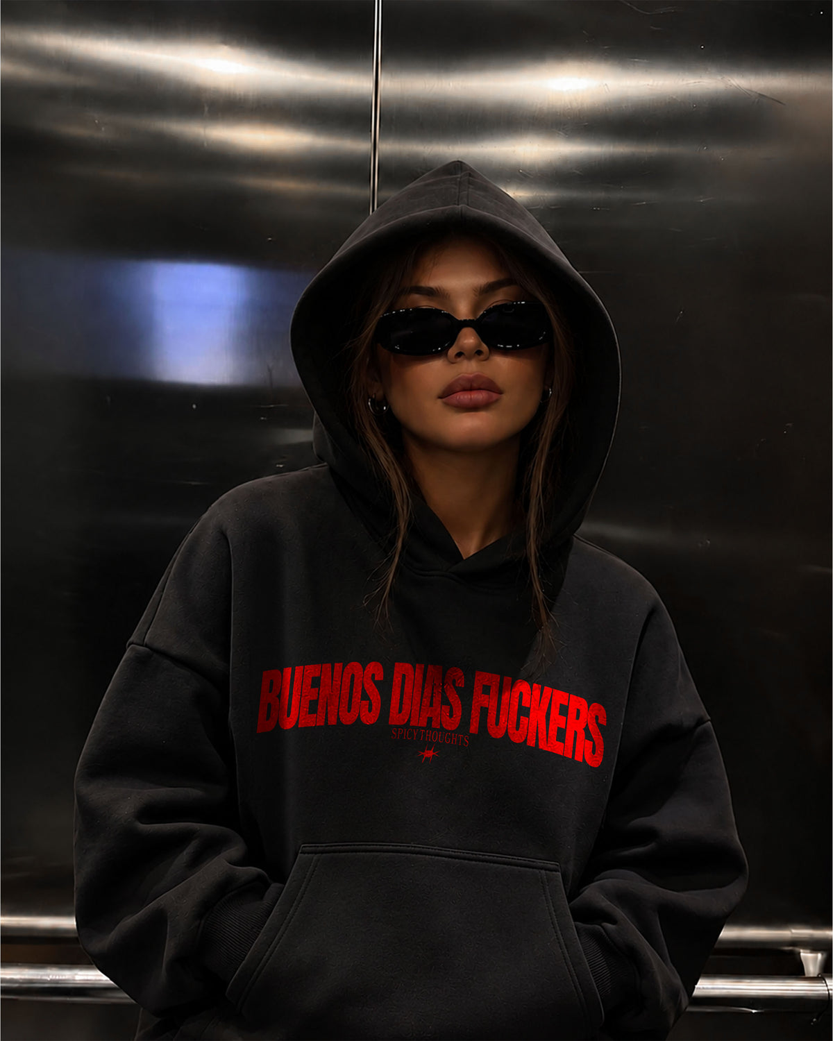Oversized Hoodie - Buenos Dias Fuckers Curve