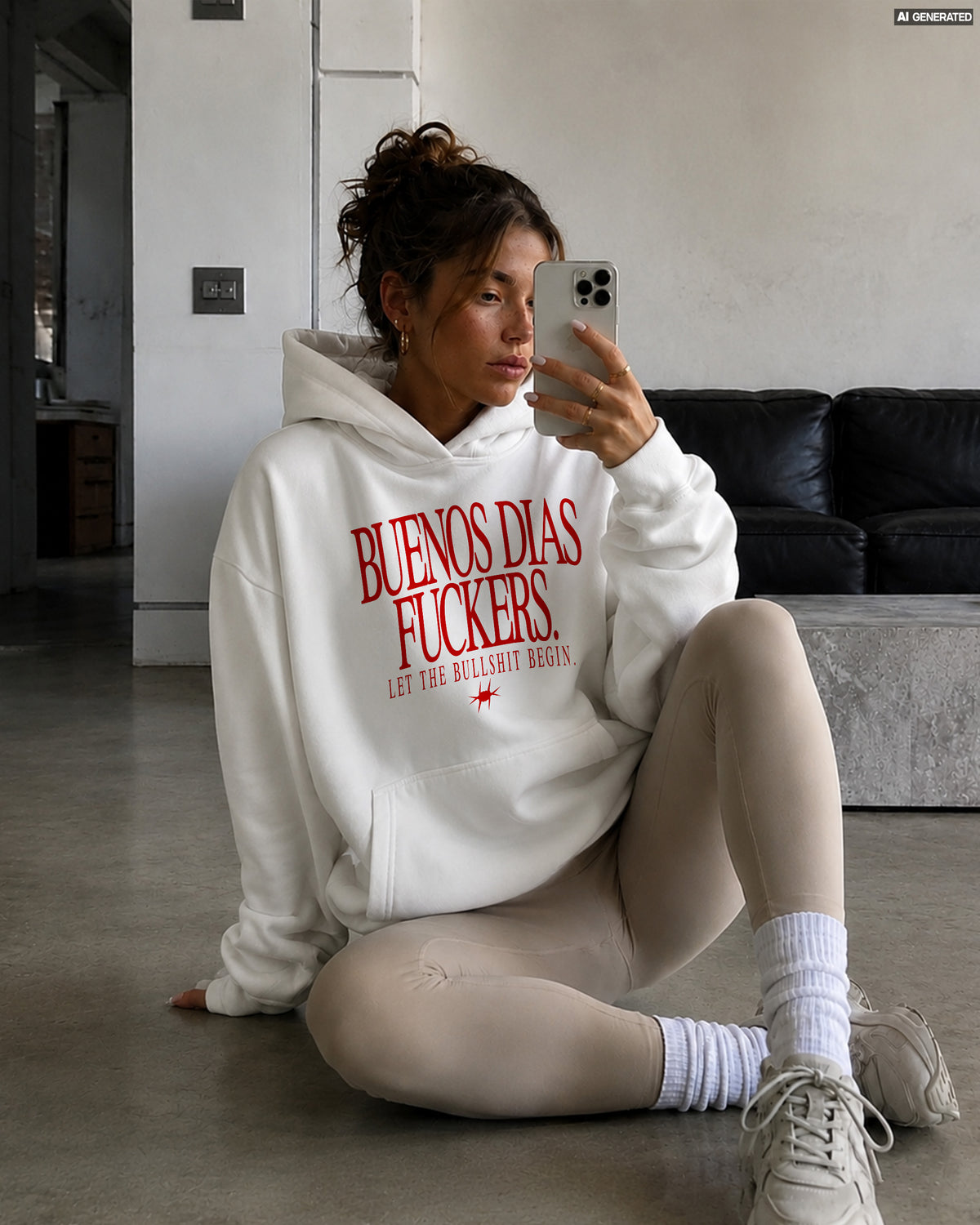 Oversized Hoodie Girls - Buenos Días Fuckers Frontprint