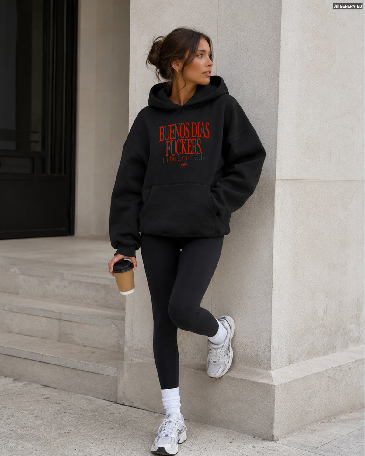 Oversized Hoodie Girls - Buenos Días Fuckers Frontprint