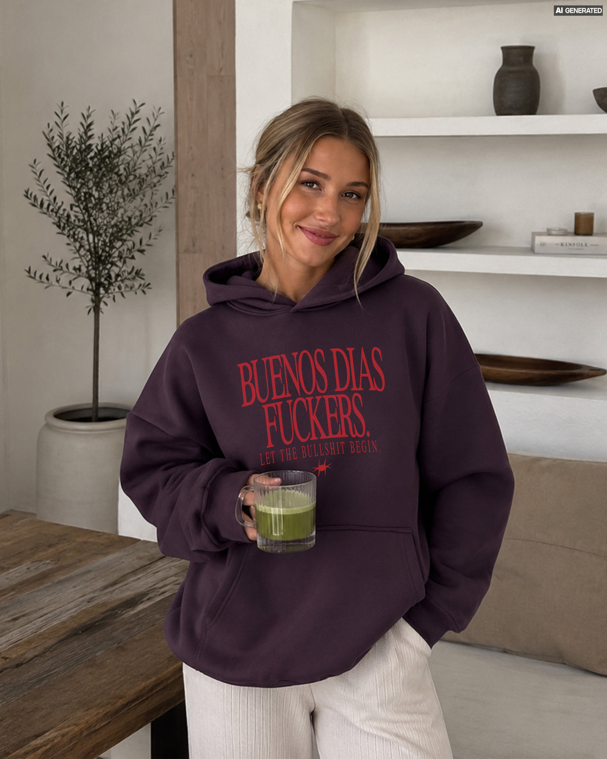 Oversized Hoodie Girls - Buenos Días Fuckers Frontprint