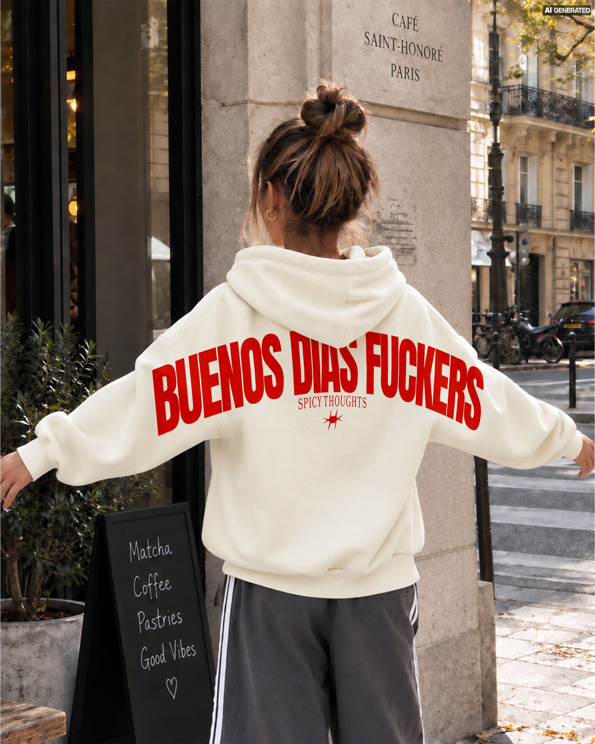 Oversized Hoodie - Buenos Dias Fuckers Back Arch