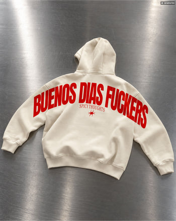 Oversized Hoodie - Buenos Dias Fuckers Back Arch