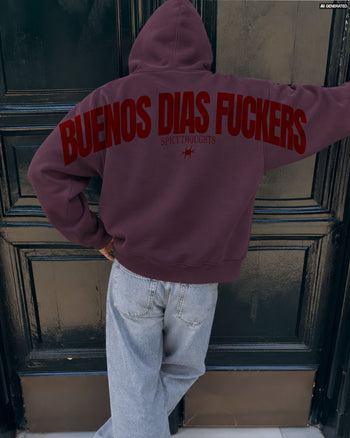 Oversized Hoodie - Buenos Dias Fuckers Back Arch