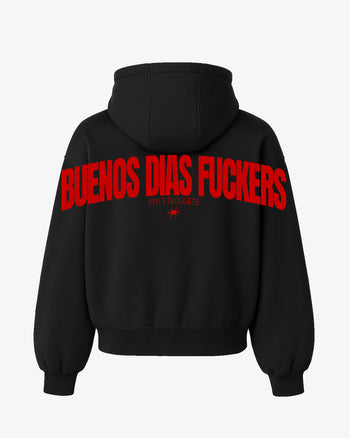 Oversized Hoodie - Buenos Dias Fuckers Back Arch