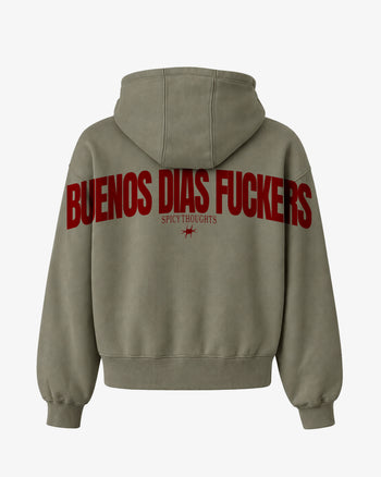 Oversized Hoodie - Buenos Dias Fuckers Back Arch