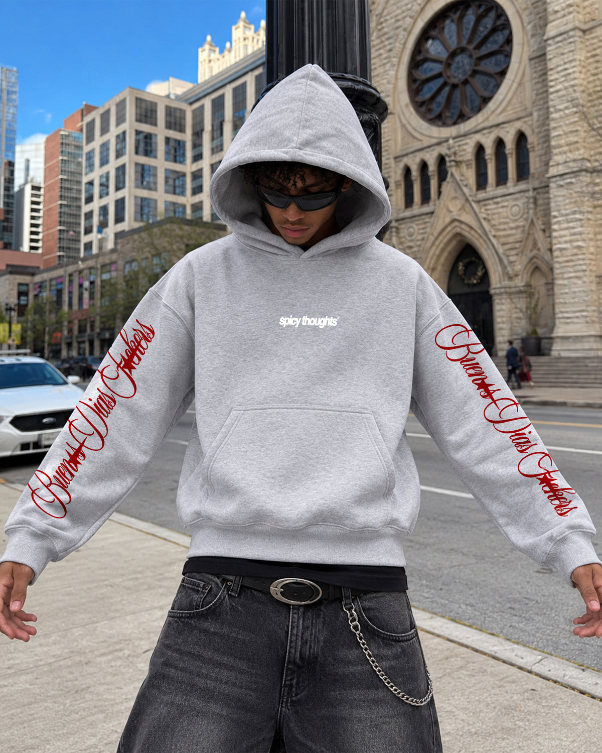 Oversized Hoodie - Buenos Dias Fuckers Sleeve