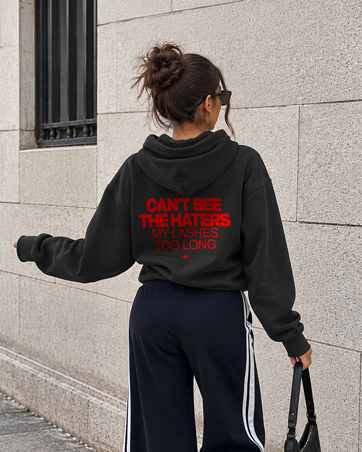 Oversized Hoodie - Can’t see the haters. My lashes too long.