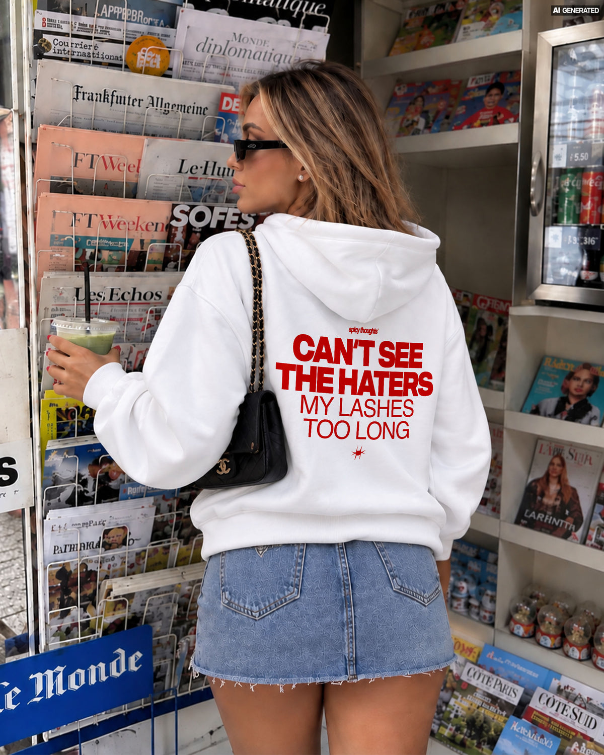 Oversized Hoodie - Can’t see the haters. My lashes too long.
