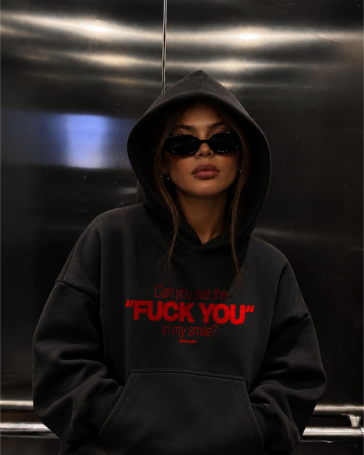 Oversized Hoodie - Can You See The Fuck You In My Smile Frontprint
