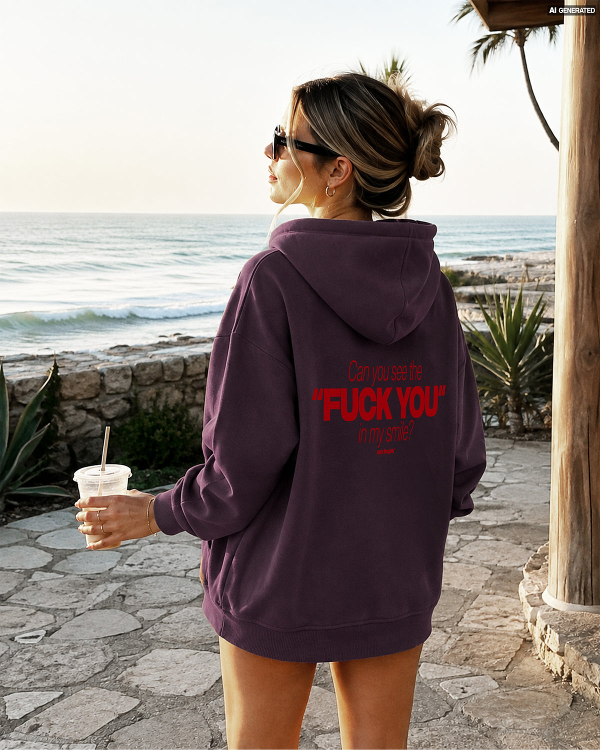 Oversized Zip Hoodie - Can You See The Fuck You In My Smile