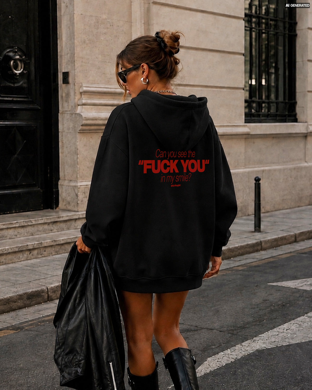 Oversized Zip Hoodie - Can You See The Fuck You In My Smile