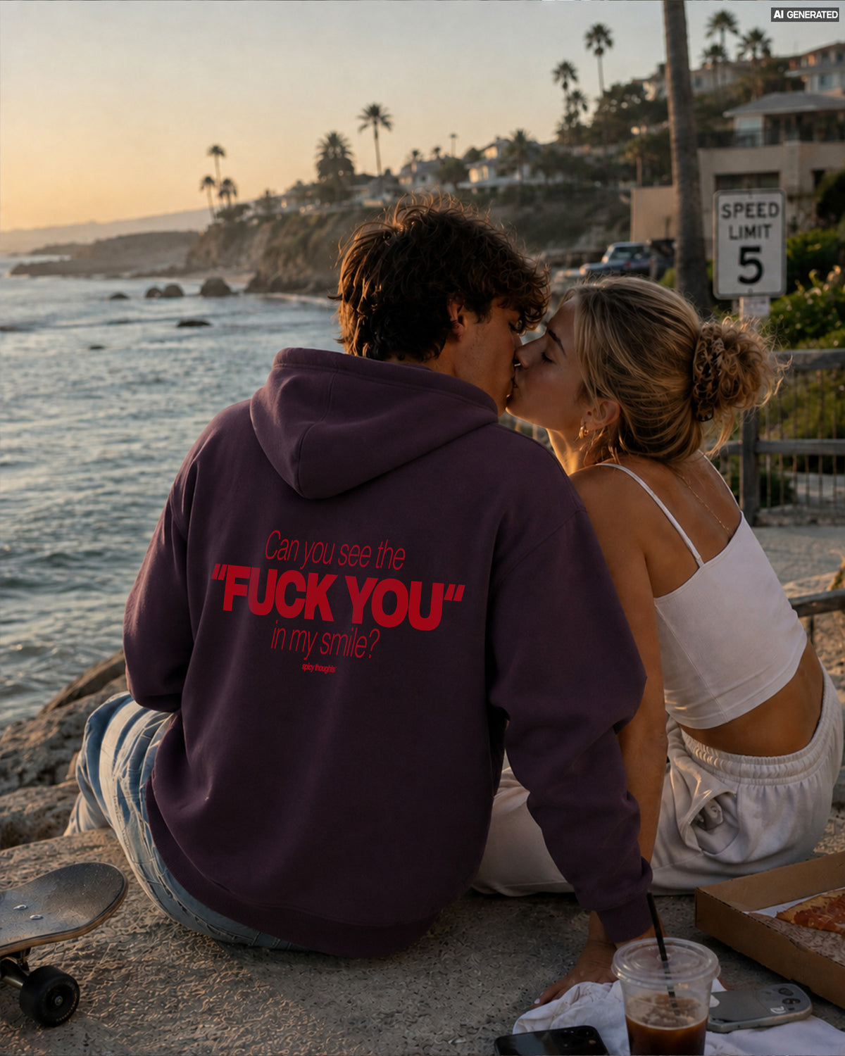 Oversized Zip Hoodie - Can You See The Fuck You In My Smile