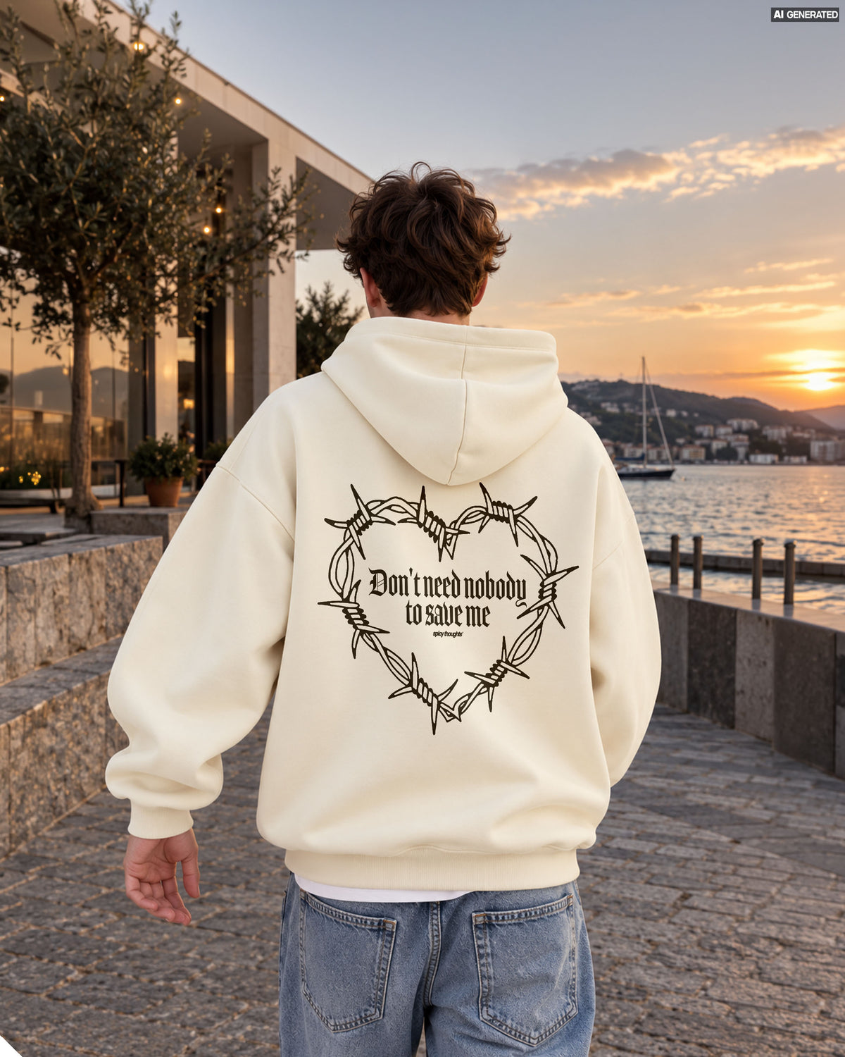 Oversized Hoodie - Don’t Need Nobody To Save Me