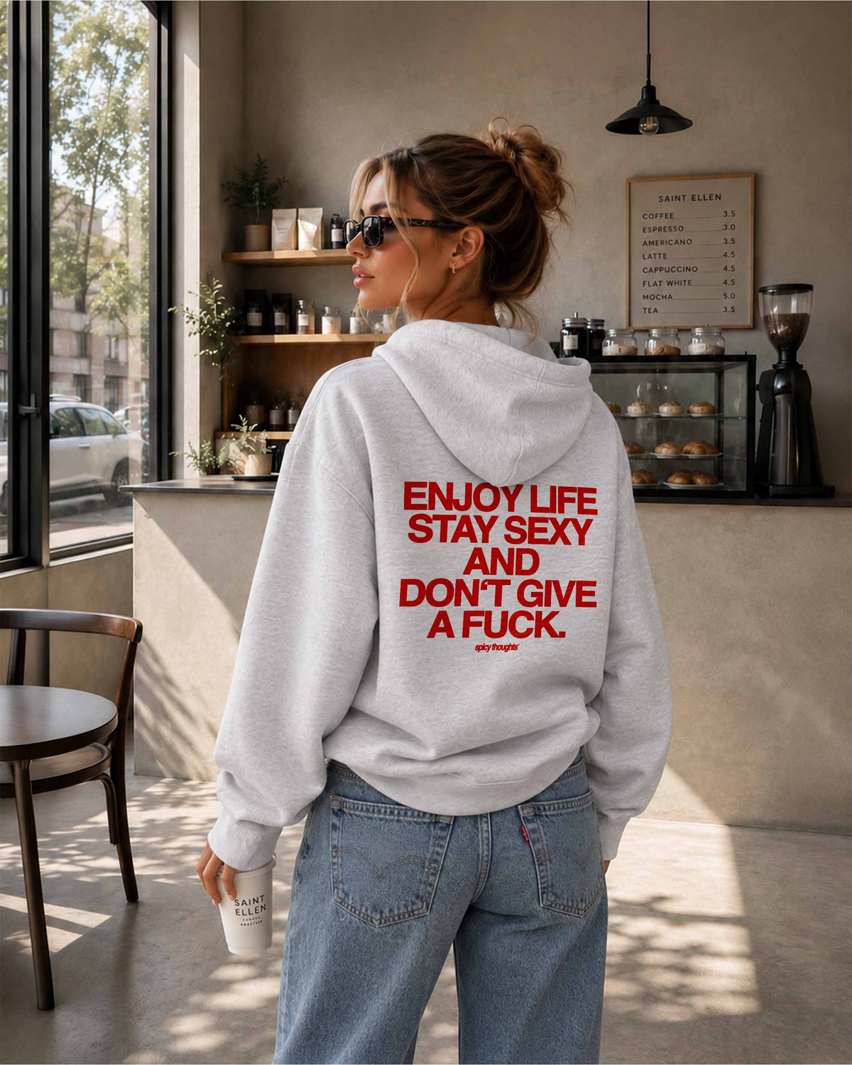 Oversized Hoodie - Enjoy life. Stay sexy. Don’t give a fuck.