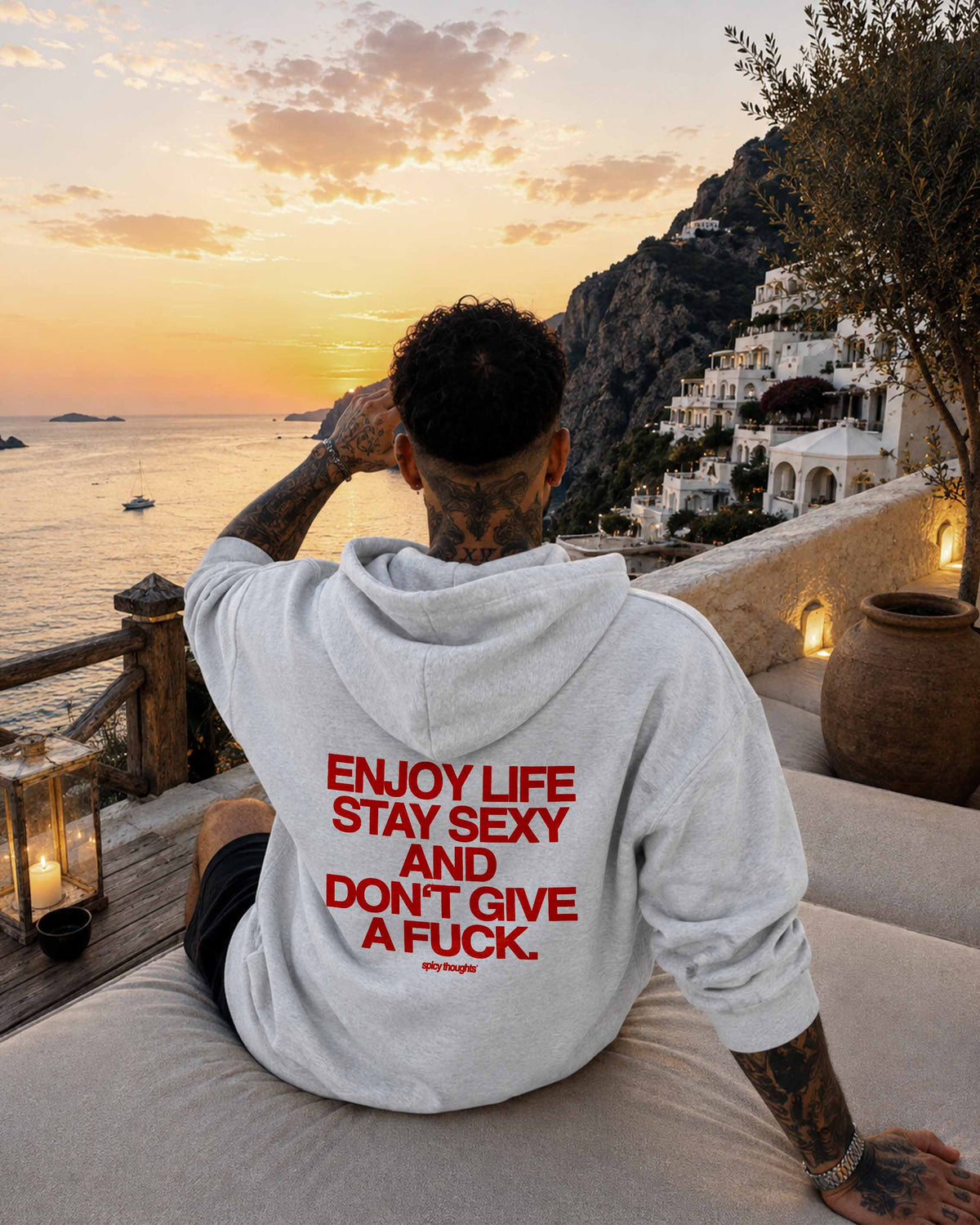 Oversized Hoodie - Enjoy life. Stay sexy. Don’t give a fuck.