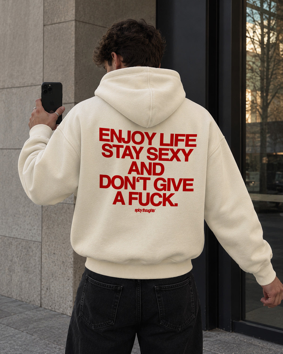 Oversized Hoodie - Enjoy life. Stay sexy. Don’t give a fuck.
