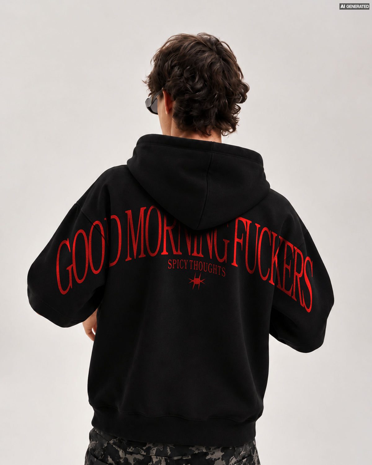 Oversized Hoodie - Good Morning Fuckers Back Arch