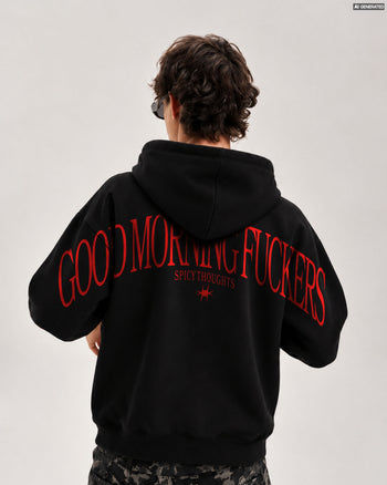 Oversized Hoodie - Good Morning Fuckers Back Arch