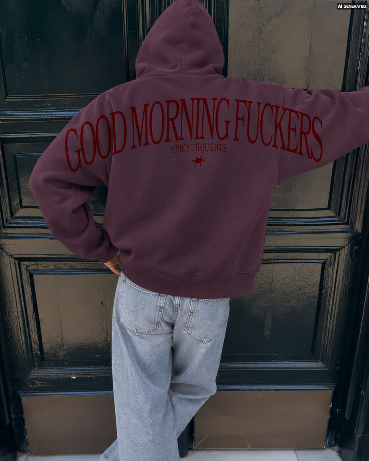 Oversized Hoodie - Good Morning Fuckers Back Arch