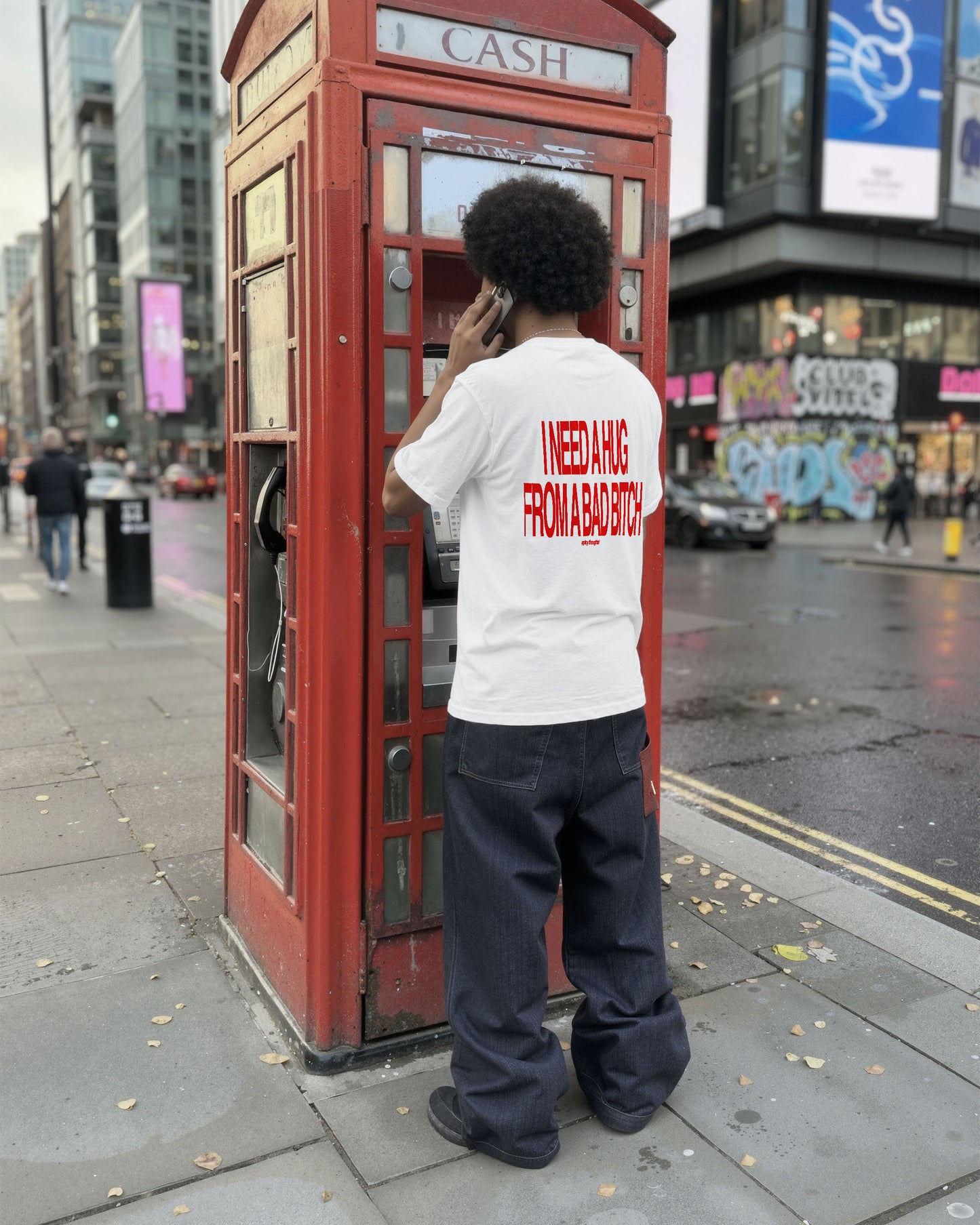 Heavy Oversized Tee - I Need a Hug From a Bad Bitch