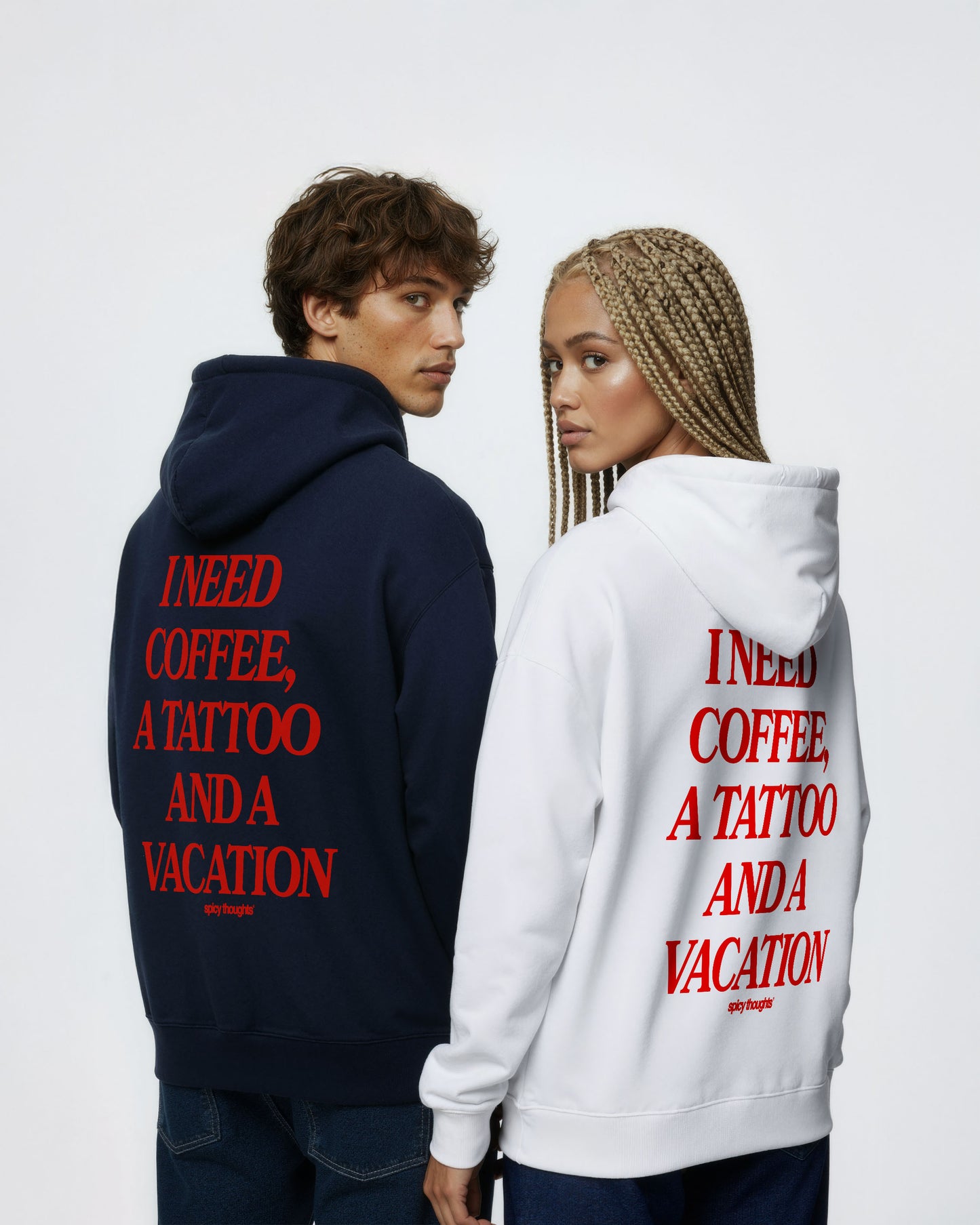 Oversized Hoodie - I Need Coffee, a Tattoo and a Vacation
