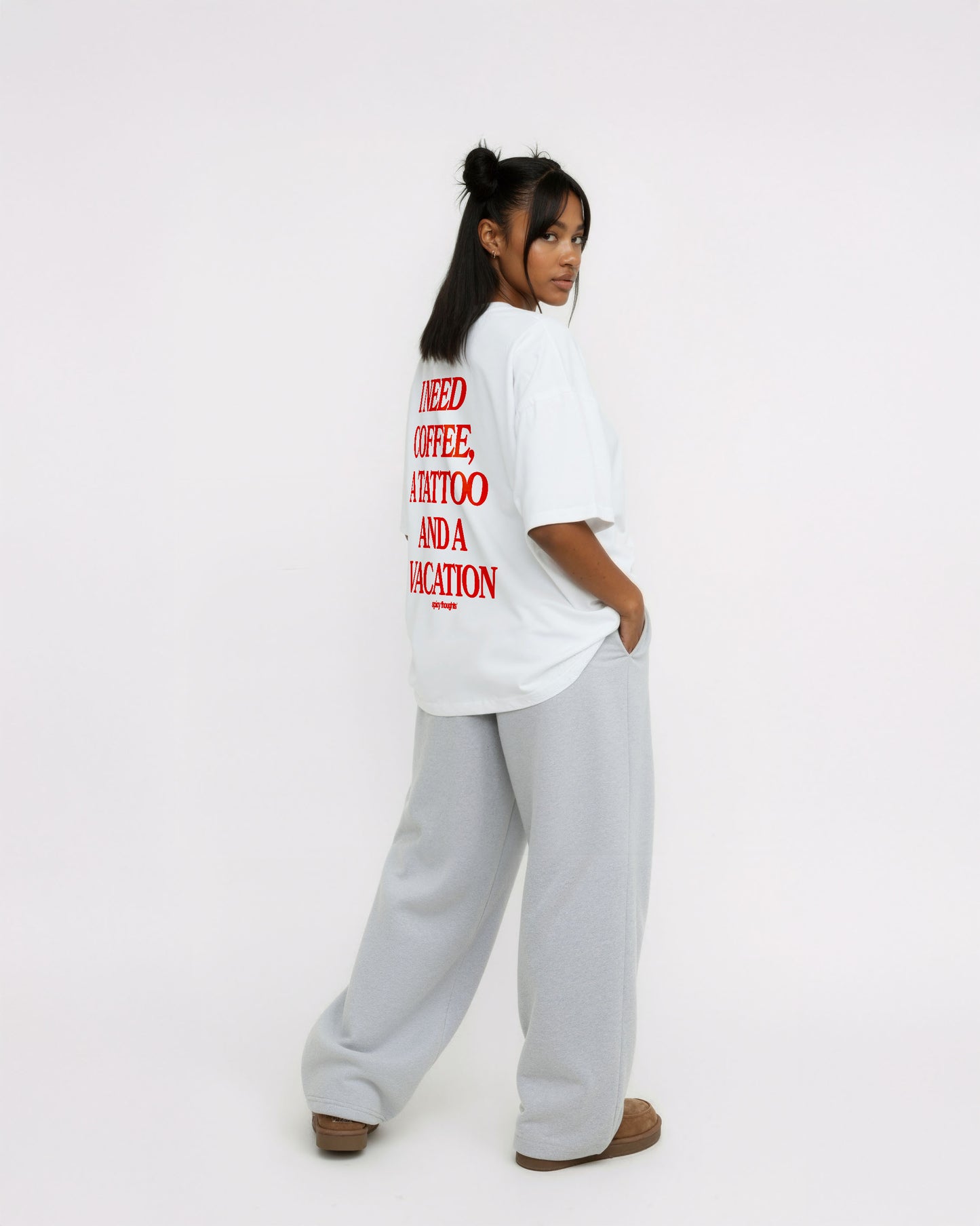 Heavy Oversized Tee - I Need Coffee, a Tattoo and a Vacation