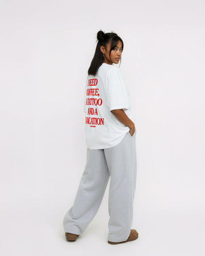 Heavy Oversized Tee - I Need Coffee, a Tattoo and a Vacation