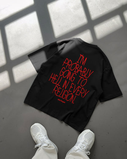 Heavy Oversized Tee - Going to Hell in Every Religion