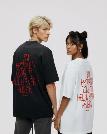 Heavy Oversized Tee - Going to Hell in Every Religion