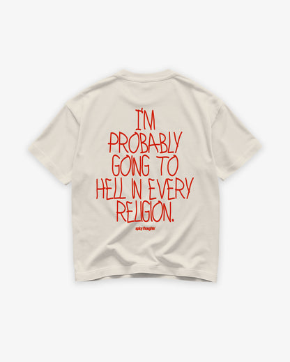 Heavy Oversized Tee - Going to Hell in Every Religion
