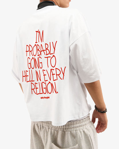 Heavy Oversized Tee - Going to Hell in Every Religion