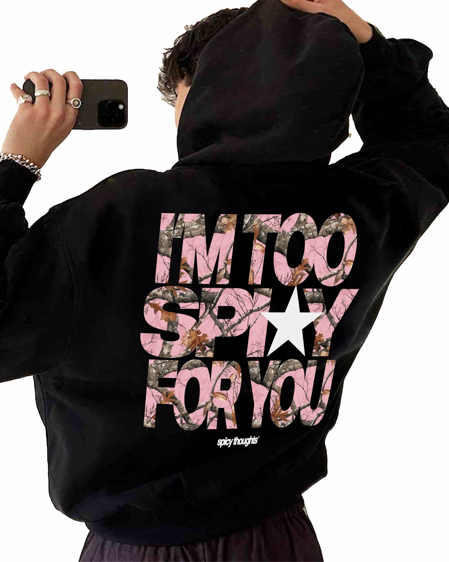 Oversized Hoodie Black - I’m Too Spicy For You
