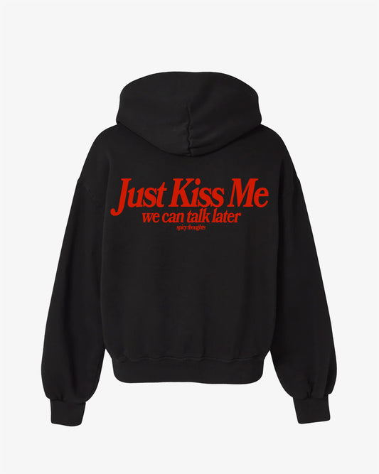 Oversized Hoodie Black - Just Kiss Me