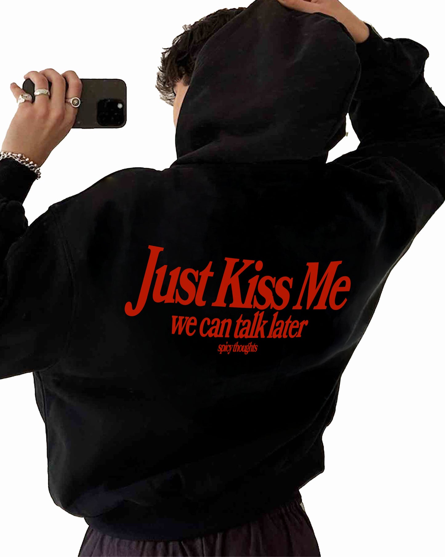 Oversized Hoodie Black - Just Kiss Me
