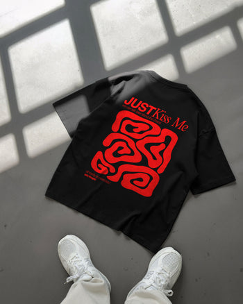 Heavy Oversized Tee - Just Kiss Me we can talk later about the chaos