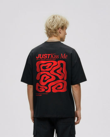 Heavy Oversized Tee - Just Kiss Me we can talk later about the chaos