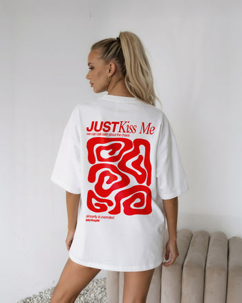 Heavy Oversized Tee - Just Kiss Me we can talk later about the chaos