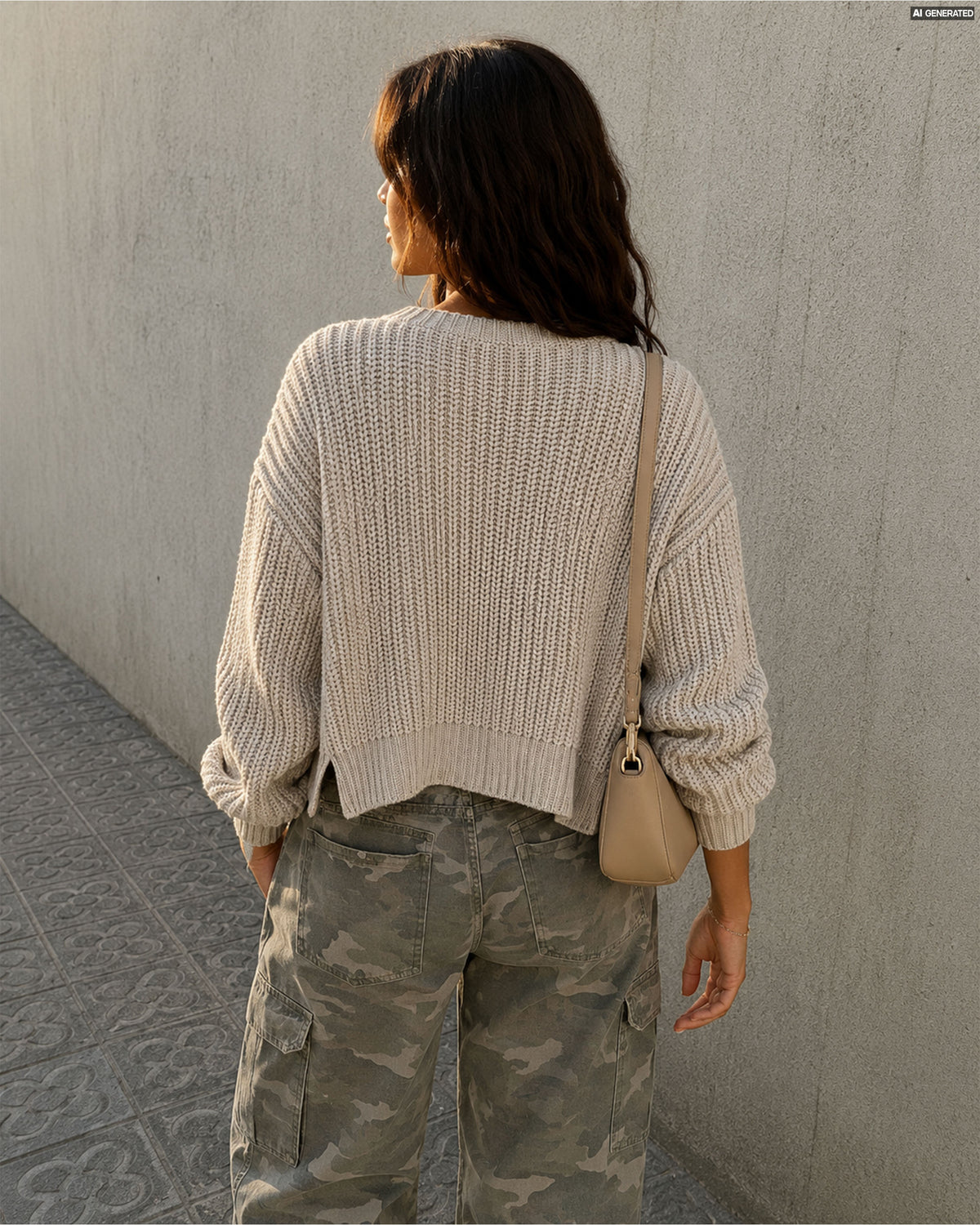 Cropped Knitted Sweater Girls