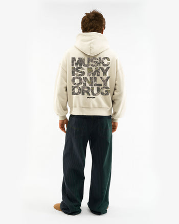Oversized Hoodie Black - Music Is My Only Drug
