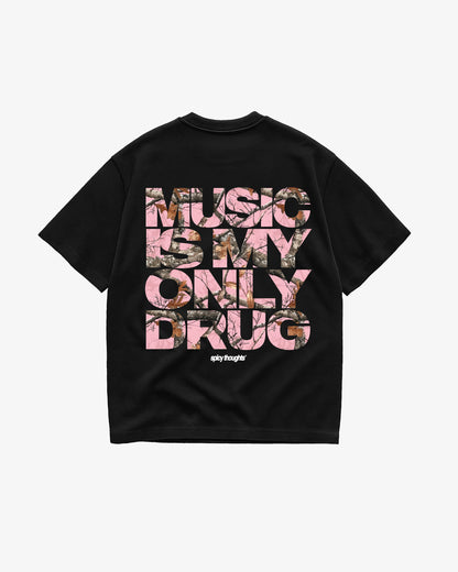 Heavy Oversized Tee - Music Is My Only Drug