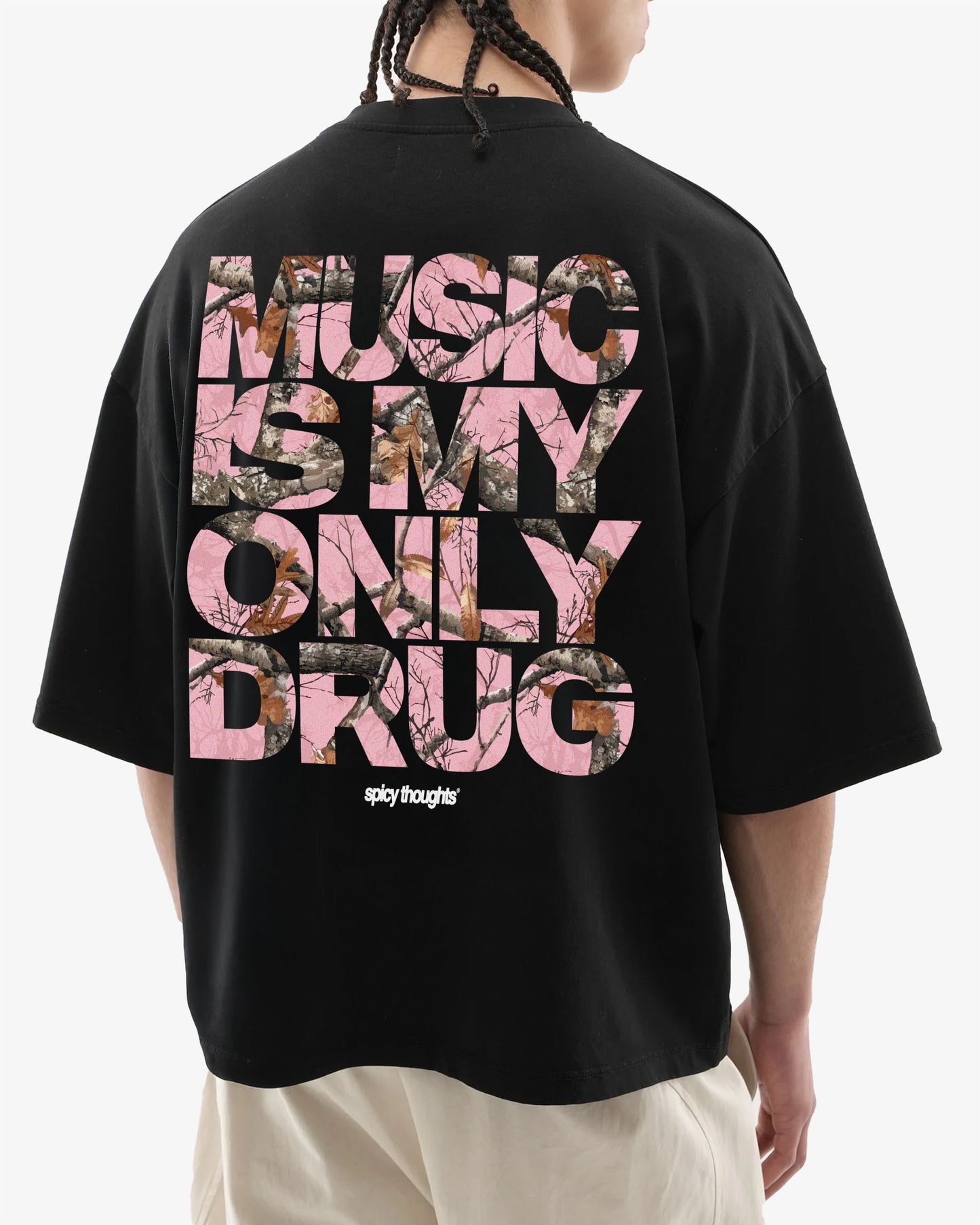 Heavy Oversized Tee - Music Is My Only Drug
