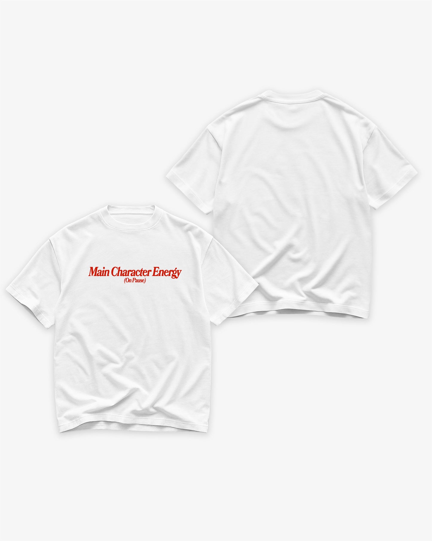 Heavy Oversized Tee White - Main Character Energy (On Pause)
