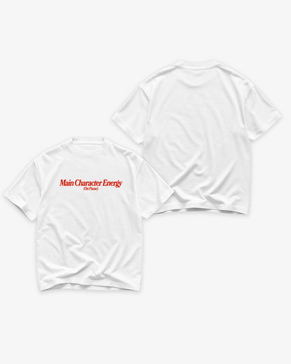 Heavy Oversized Tee White - Main Character Energy (On Pause)
