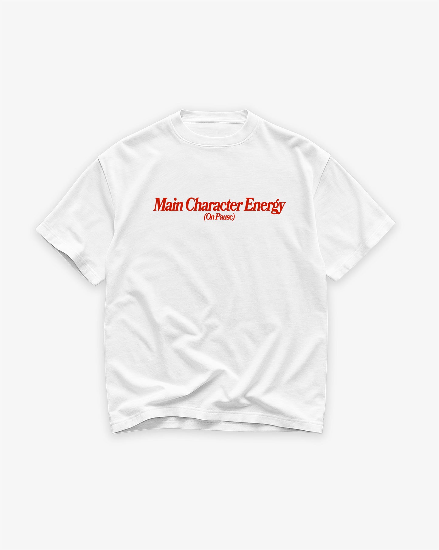 Heavy Oversized Tee White - Main Character Energy (On Pause)